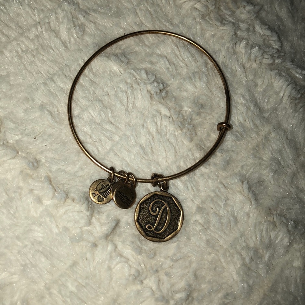 Alex & Ani “D” bracelet brushed nickel/gold color